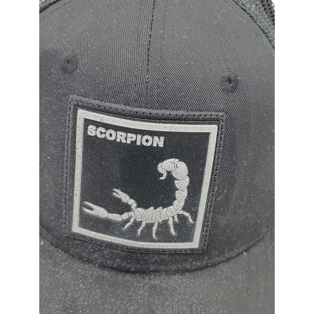 815 Kamel Mens Scorpion Patch Trucker Hat Black OSFM Snapback Cap